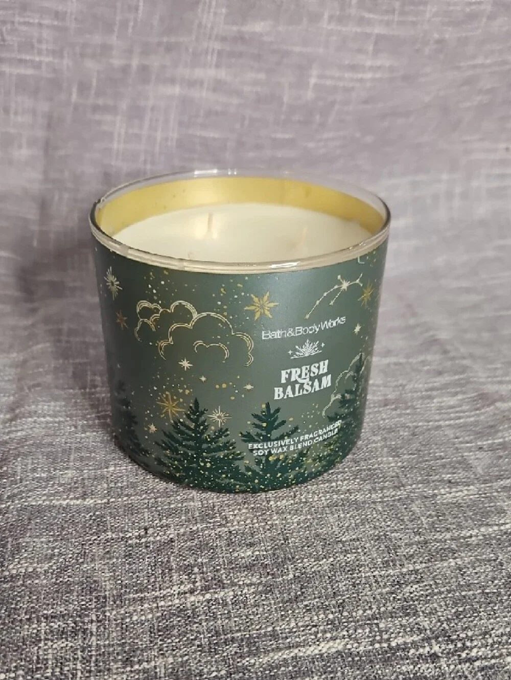 Bath & Body Works Fresh Balsam Candle - Green with Gold Accents